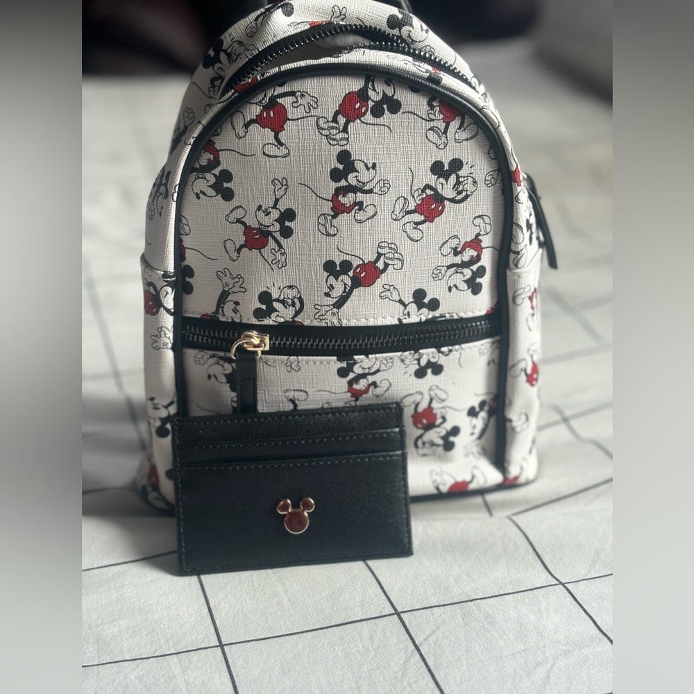 Disney Mickey Mouse Mini Backpack White 2 Pc  backpack & Wallet